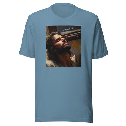 John 15:13 Jesus Men's Christian Graphic T-Shirt Steel Blue