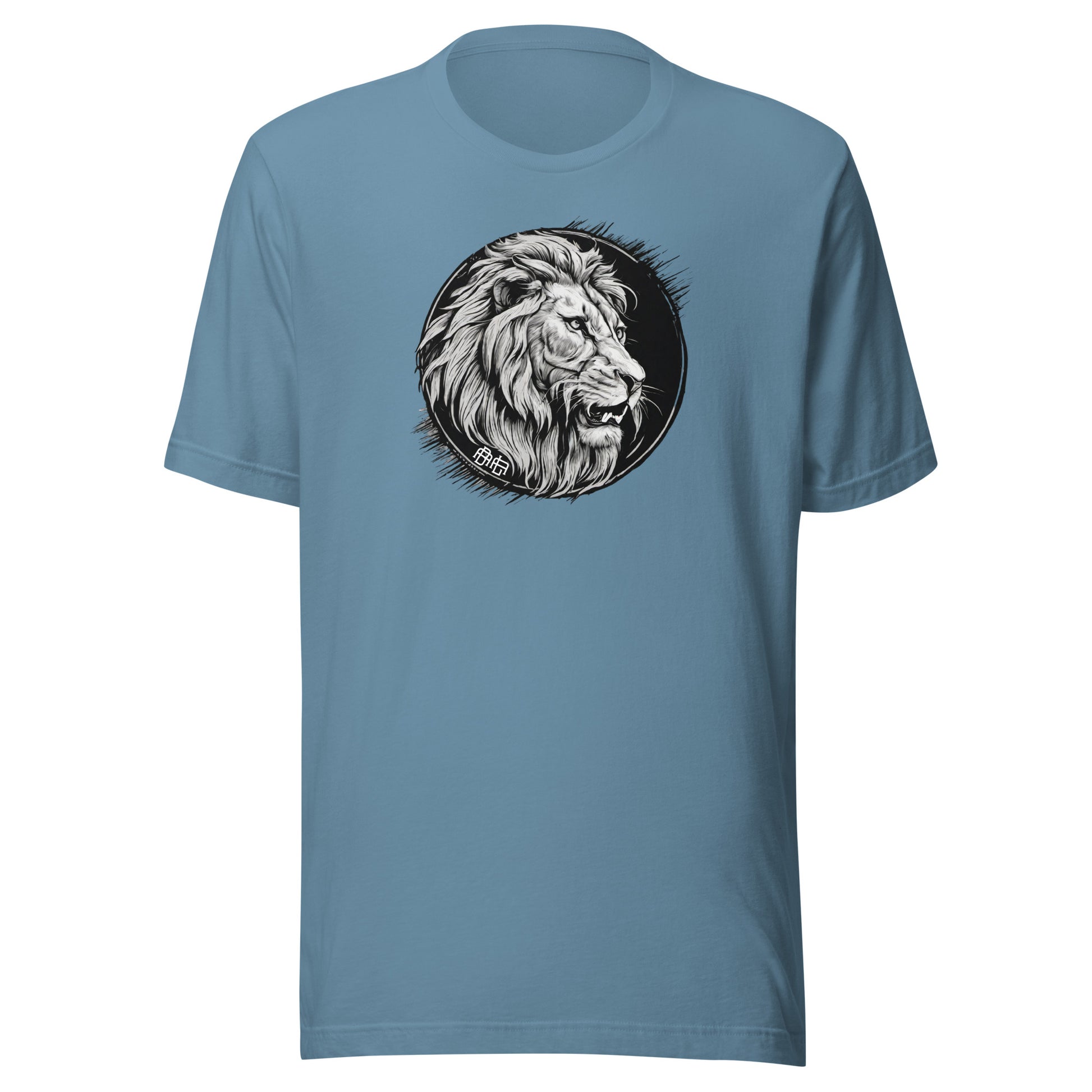 Bold as a Lion Emblem Christian Men's T-Shirt Steel Blue