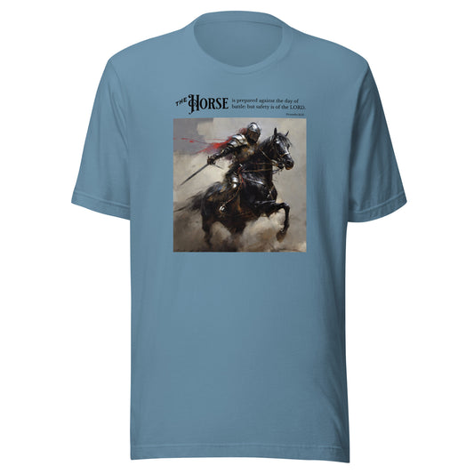 Horse and Knight Men's Christian Graphic T-Shirt Steel Blue