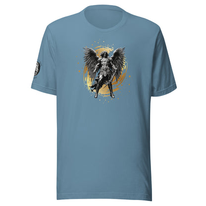 Biblical Archangel Men's Bold Christian Graphic Classic T-Shirt Steel Blue