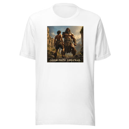 David vs Goliath Men's Christian Graphic T-Shirt White