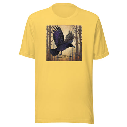 Consider the Ravens Men's Bible Verse T-Shirt Luke 12:24 Yellow