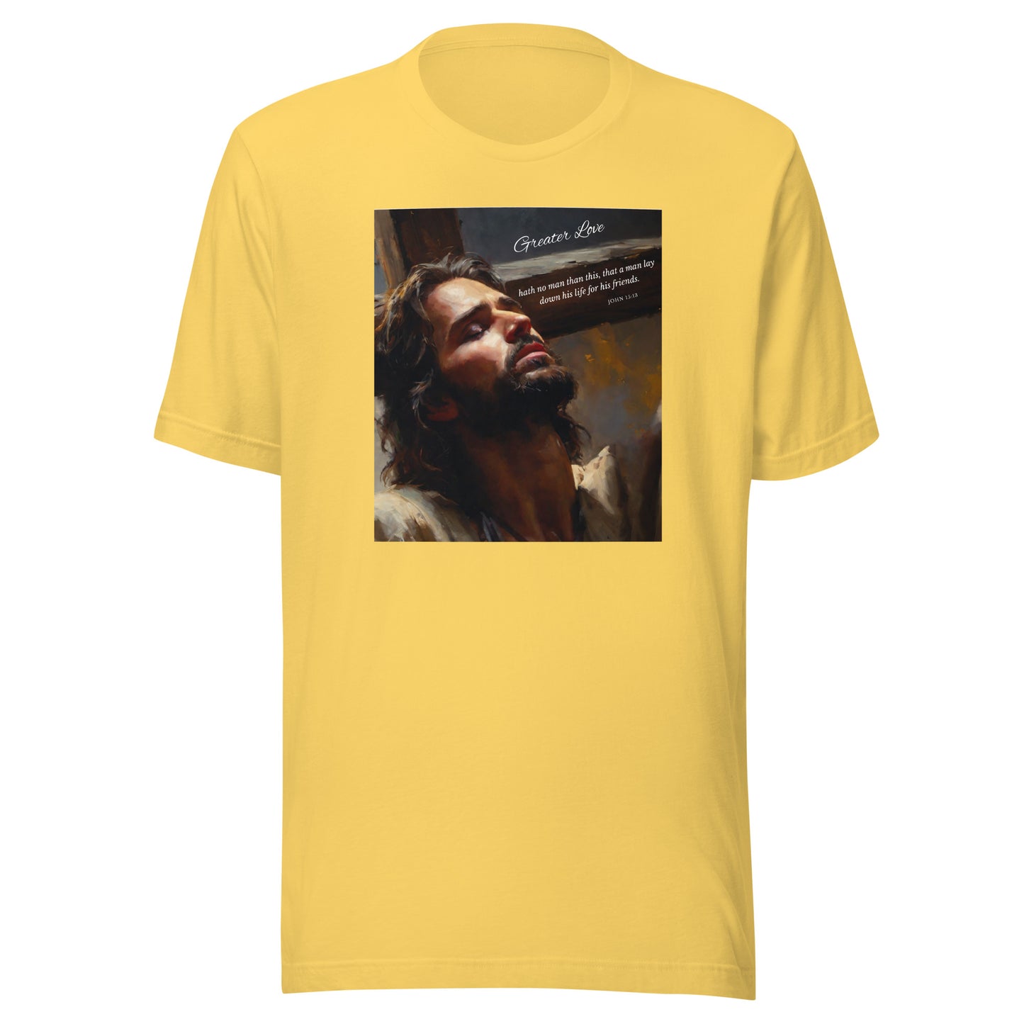 Greater Love Women's Bold Christian Classic T-Shirt Yellow