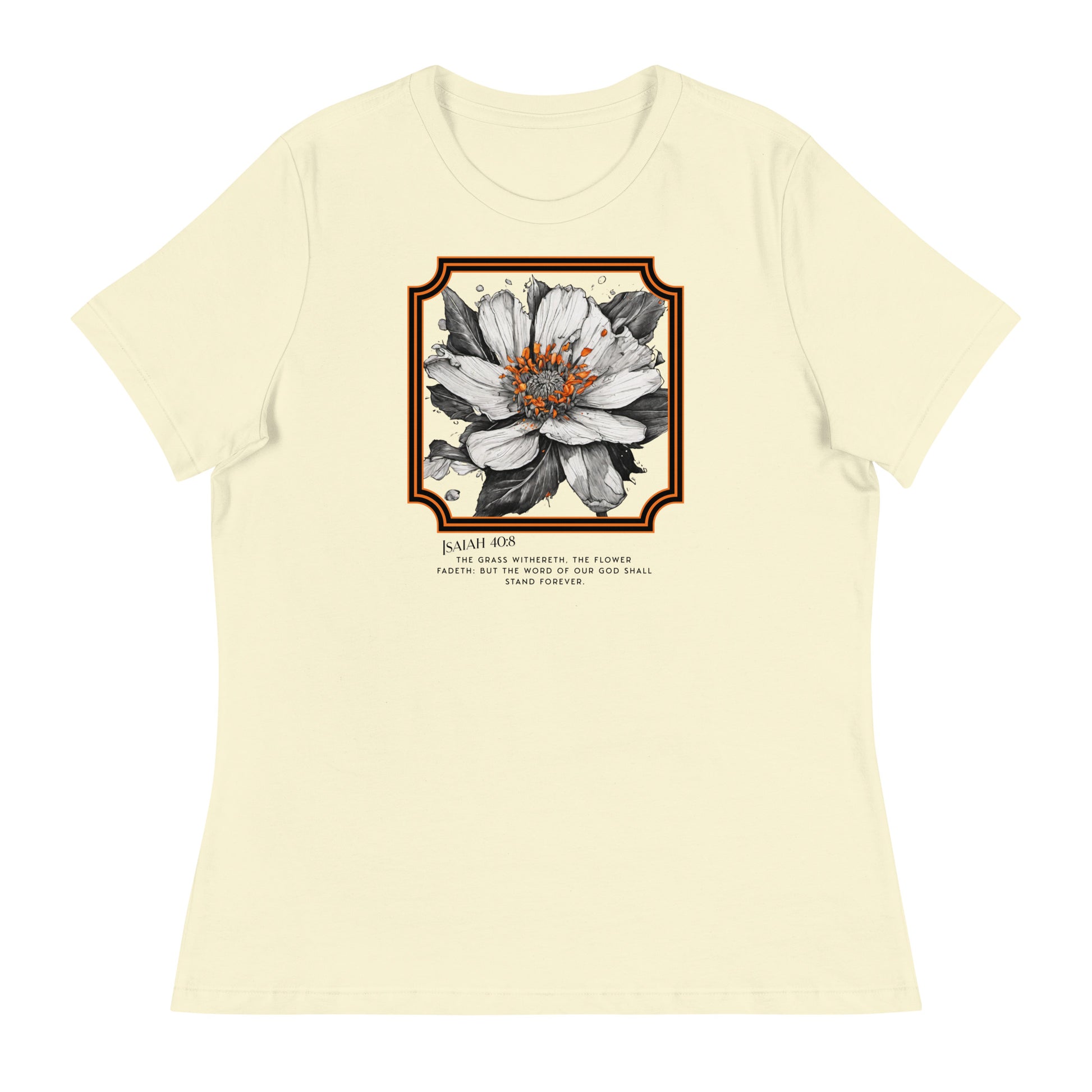 Isaiah 40:8 Flower Fadeth Women's Christian Graphic T-Shirt Citron