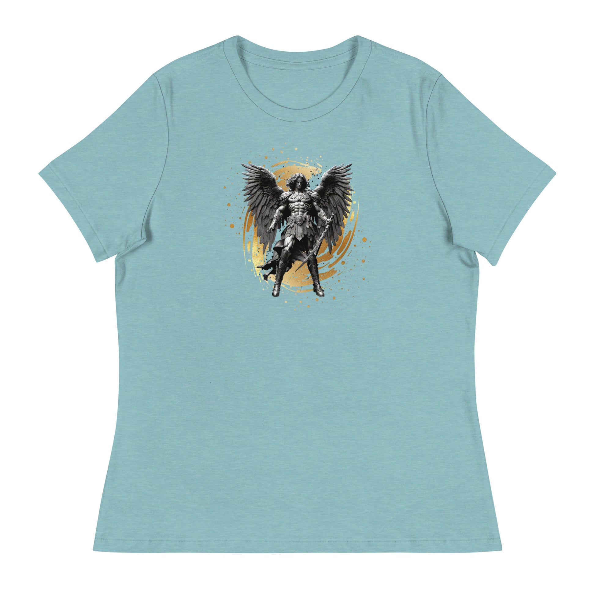 Biblical Archangel Bold Christian Women's T-Shirt Heather Blue Lagoon