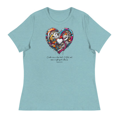 Blessed are the Pure in Heart Women's Christian T-Shirt Heather Blue Lagoon