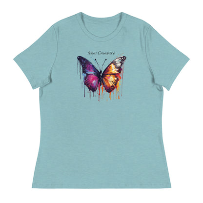 New Creature Christian Women's Beautiful Graphic T-Shirt Heather Blue Lagoon