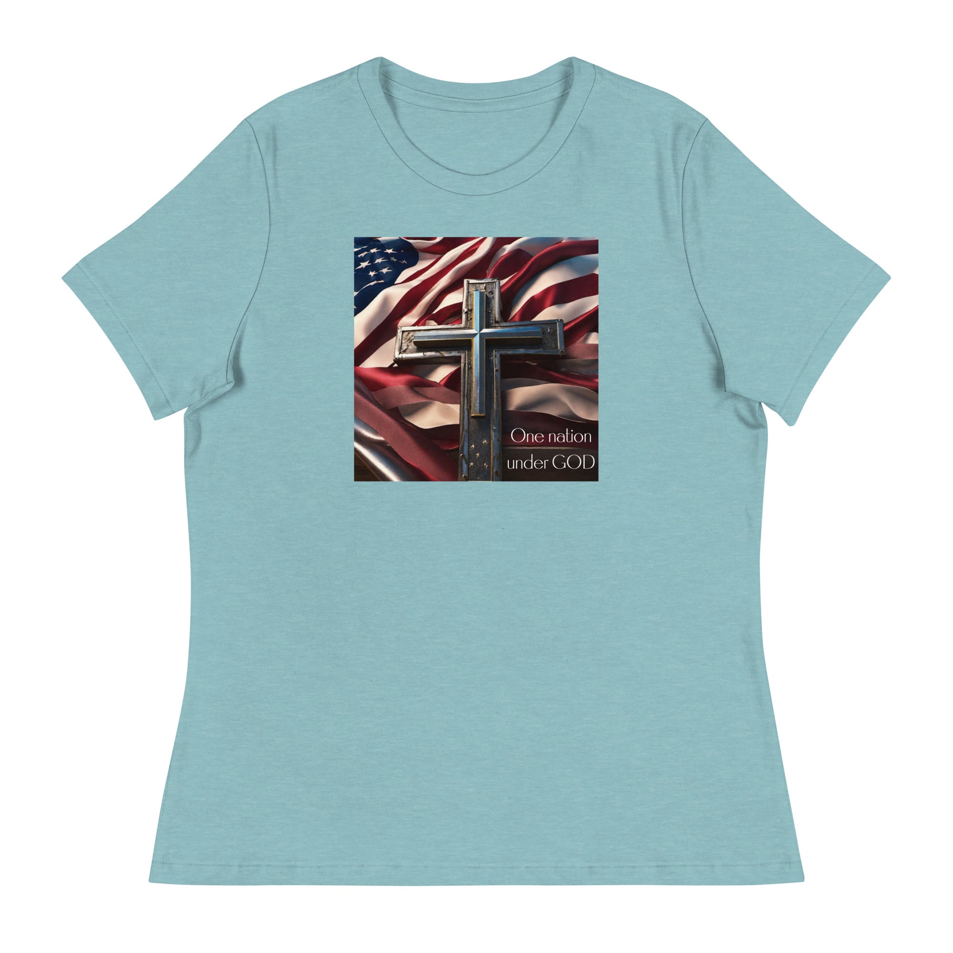 Patriotic Graphic Women's T-shirt Heather Blue Lagoon