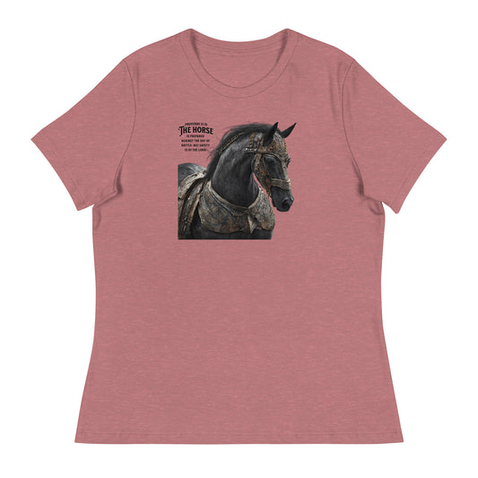 Horse Prepared Against the Day of Battle Christian Women's T-shirt Heather Mauve