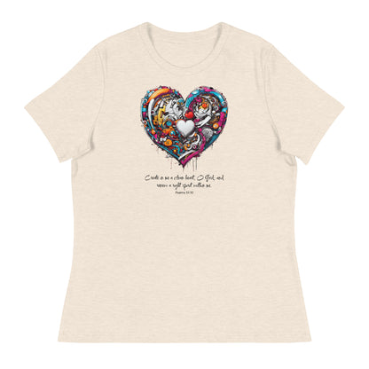 Blessed are the Pure in Heart Women's Christian T-Shirt Heather Prism Natural