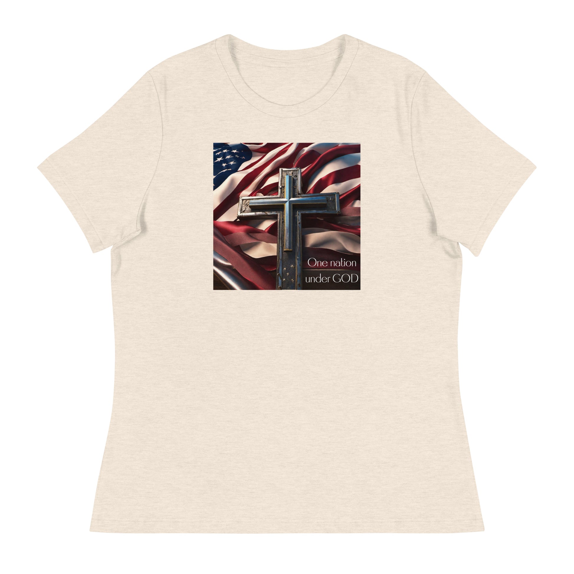 Patriotic Graphic Women's T-shirt Heather Prism Natural