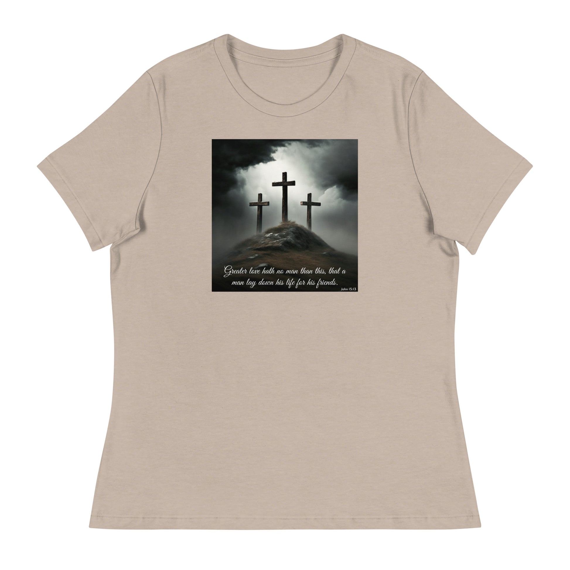 John 15:13 Women's Christian T-Shirt Heather Stone