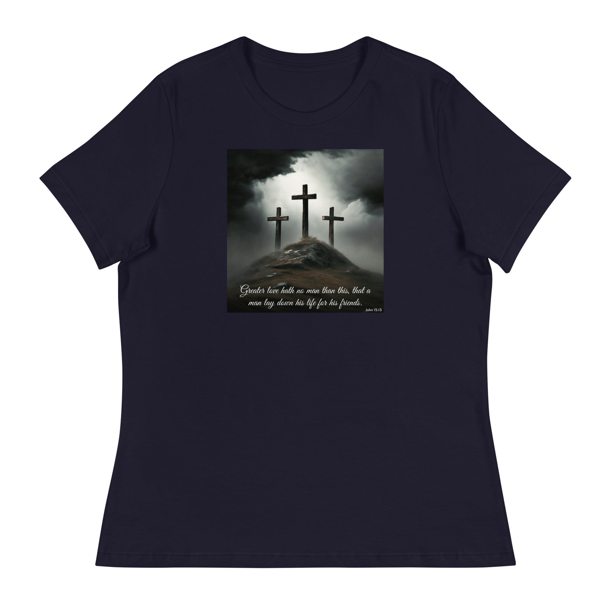 John 15:13 Women's Christian T-Shirt Navy