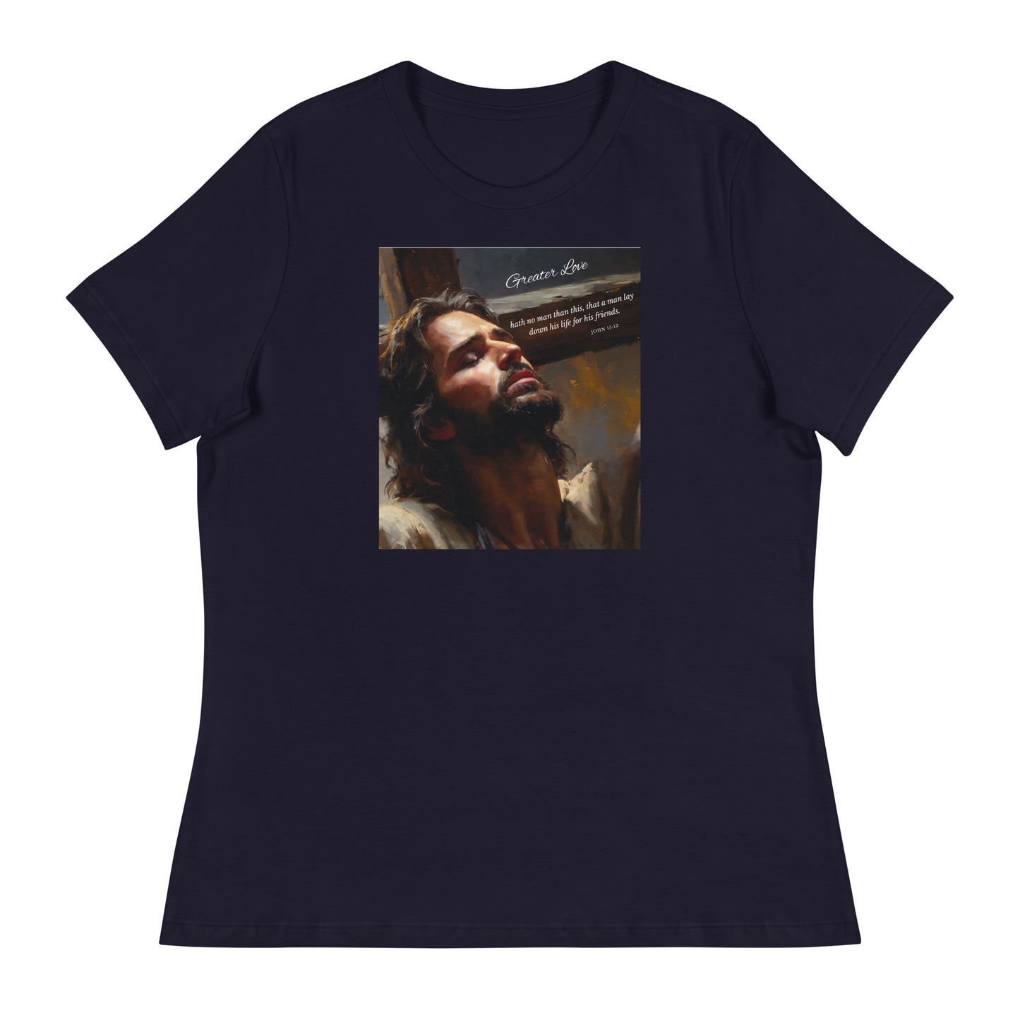 Greater Love Christian Women's T-shirt Navy