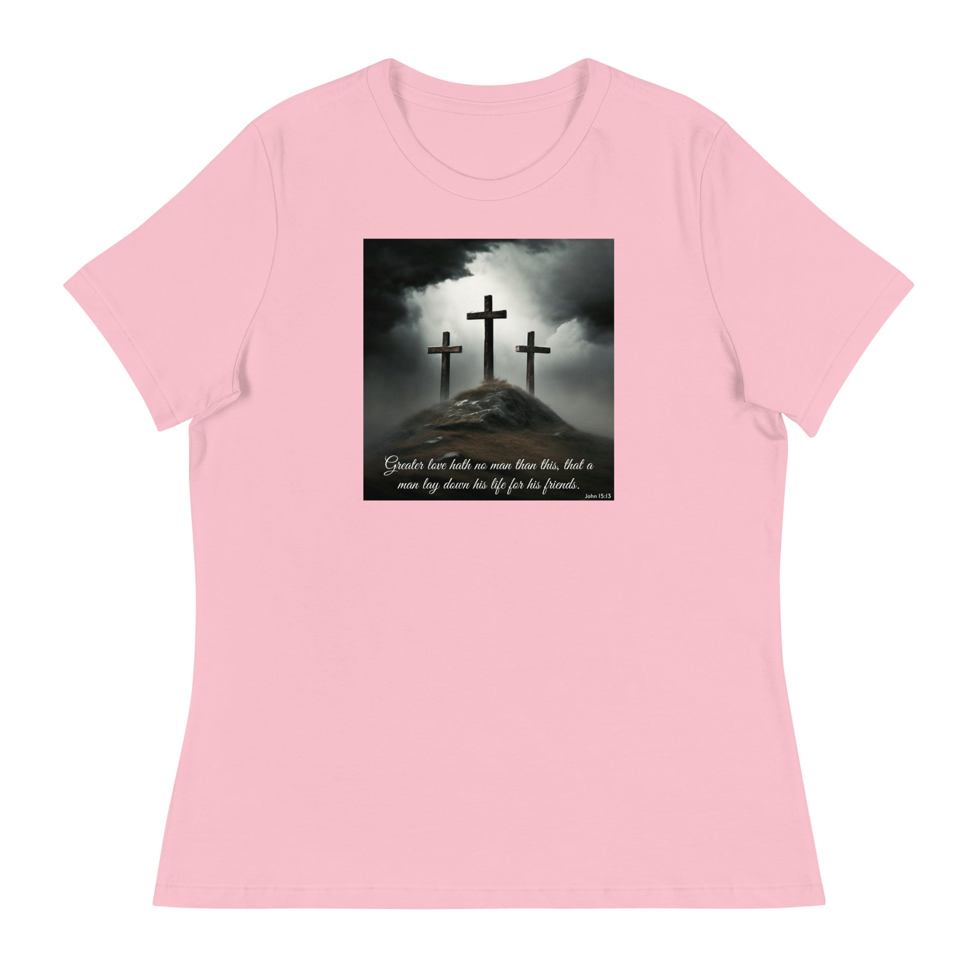 John 15:13 Women's Christian T-Shirt Pink