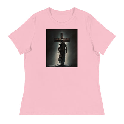 Christ Facing the Cross Christian Women's T-shirt Pink