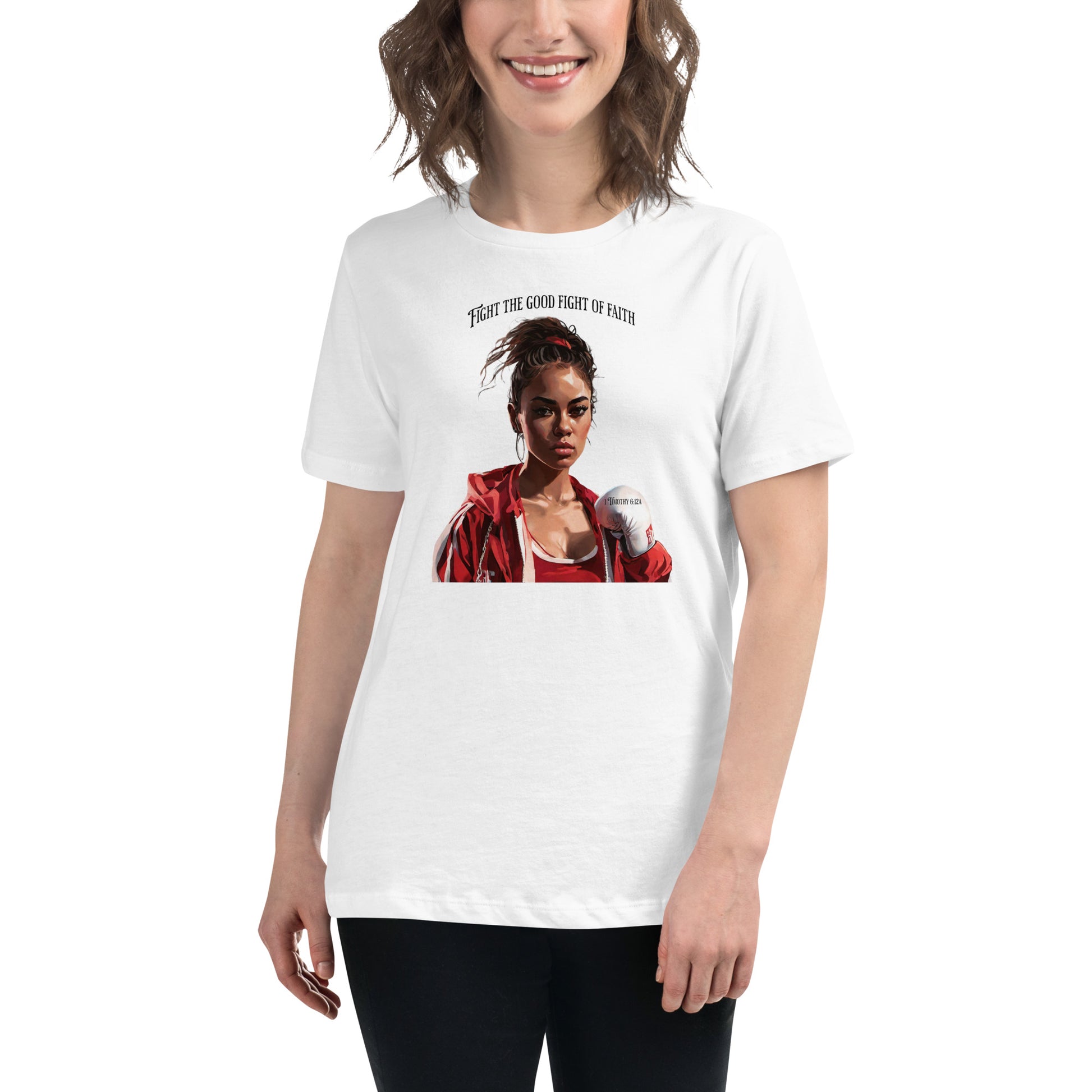 Fight the Good Fight Christian Women's Graphic T-Shirt